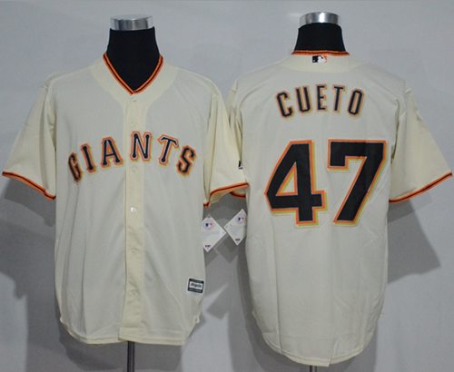 Giants #47 Johnny Cueto Cream New Cool Base Stitched MLB Jersey - Click Image to Close